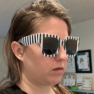 Striped Black and White Sunglasses